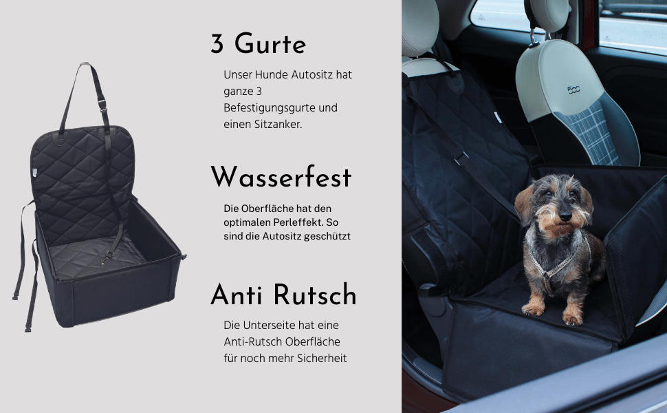 Hundeautositz mit Sicherheitsgurten
