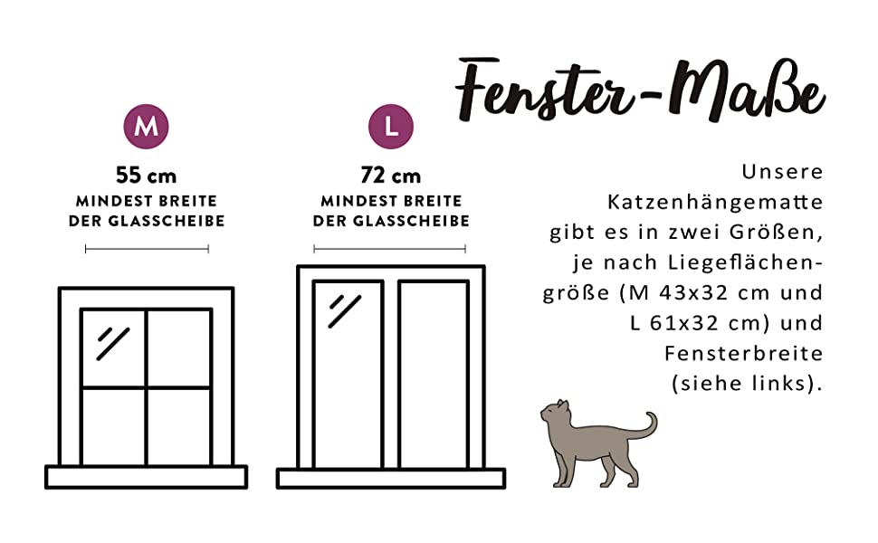 Maße und Größen der Katzenfensterliege