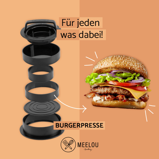 ▻ riijk® Burgerpresse für 4 Pattie-Größen ✓ 100 x Trennerpapier