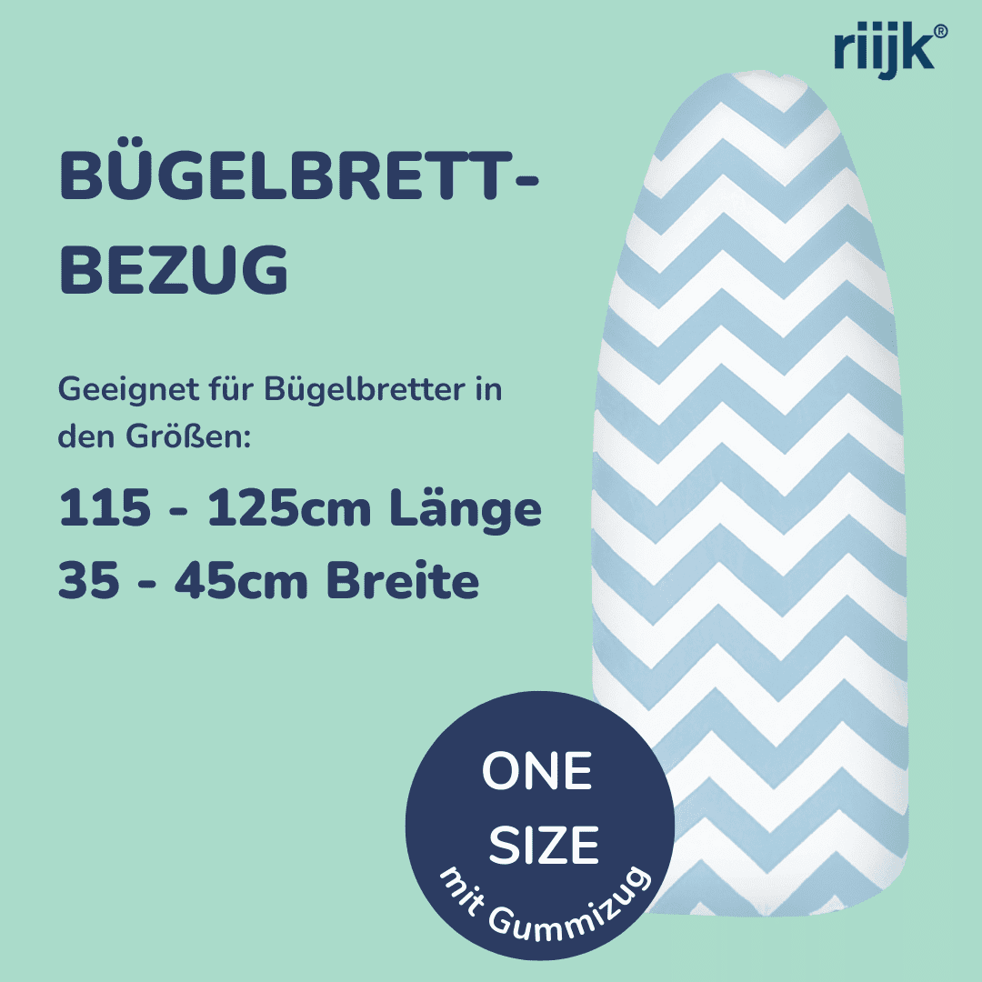 Bügelbrettbezug blau mit Maßen