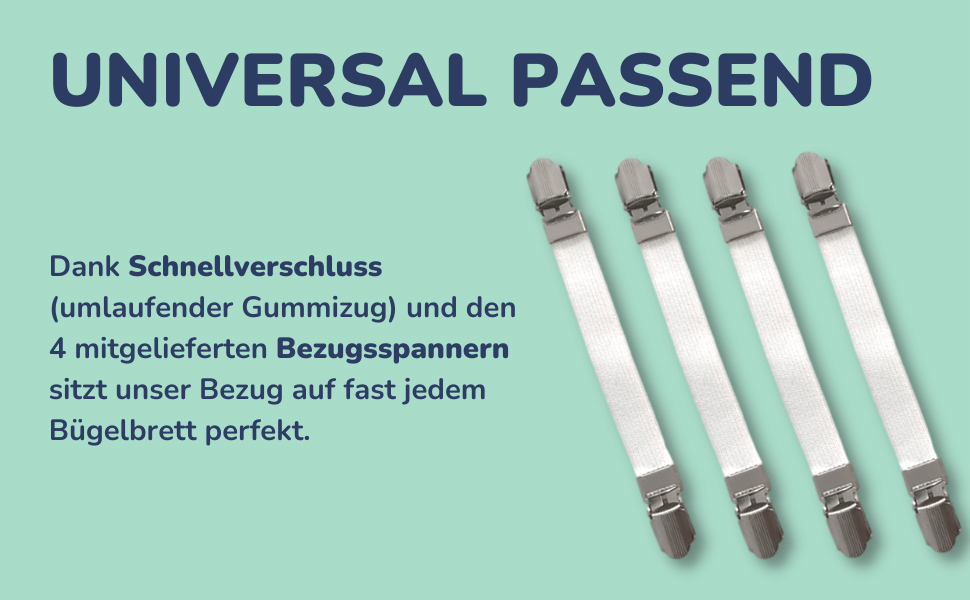 universell passender Bügelbrettbezug durch Bezugspanner