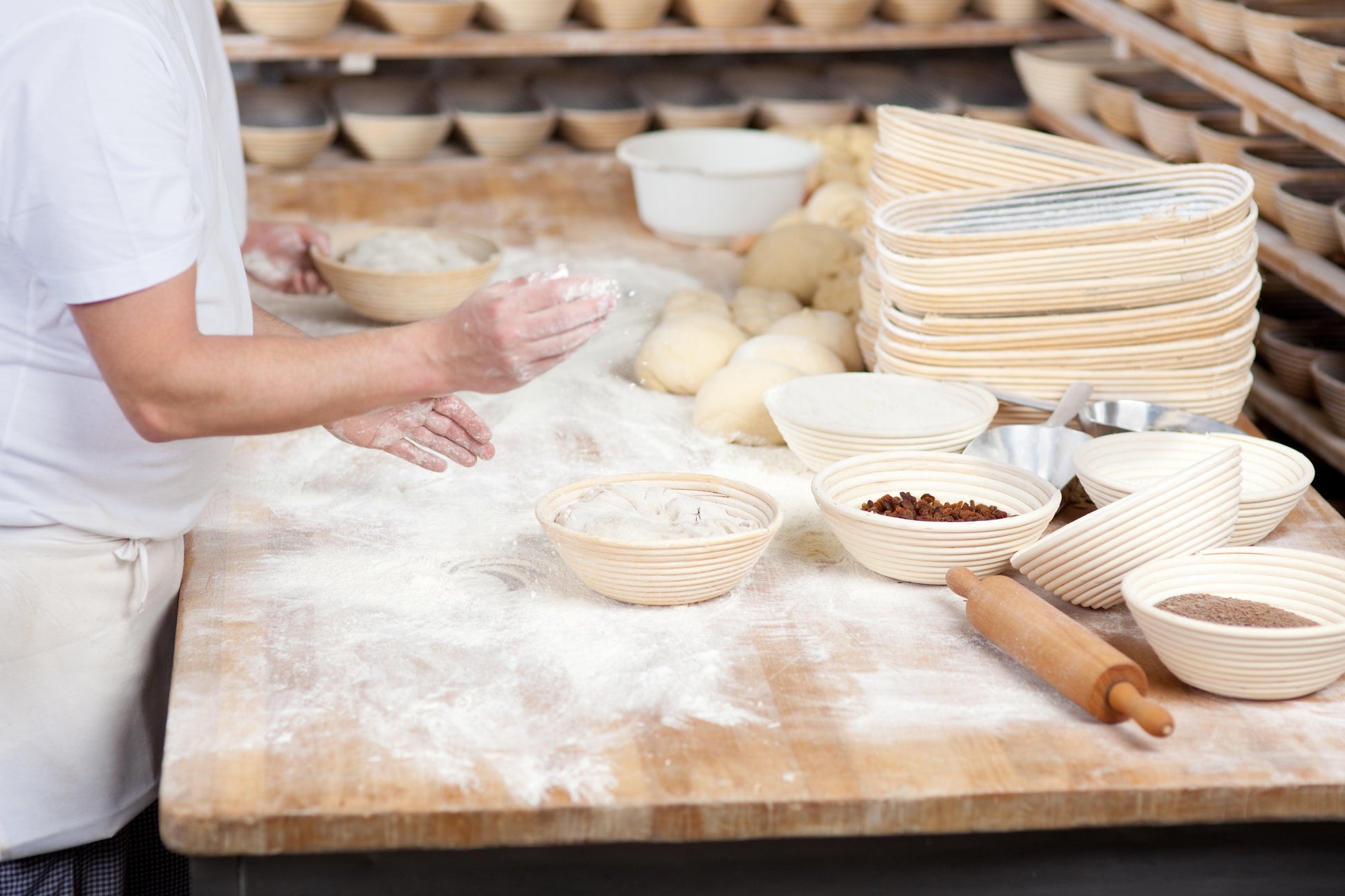 Gärkorb in Bäckerei