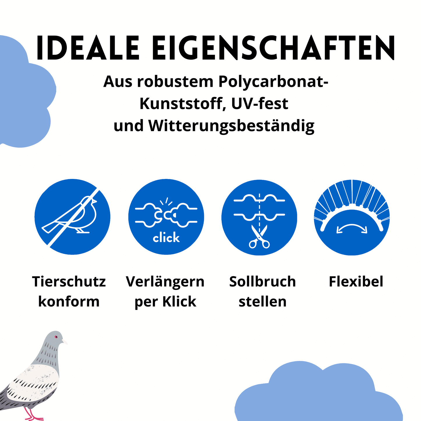 Taubenabwehr Eigenschaften